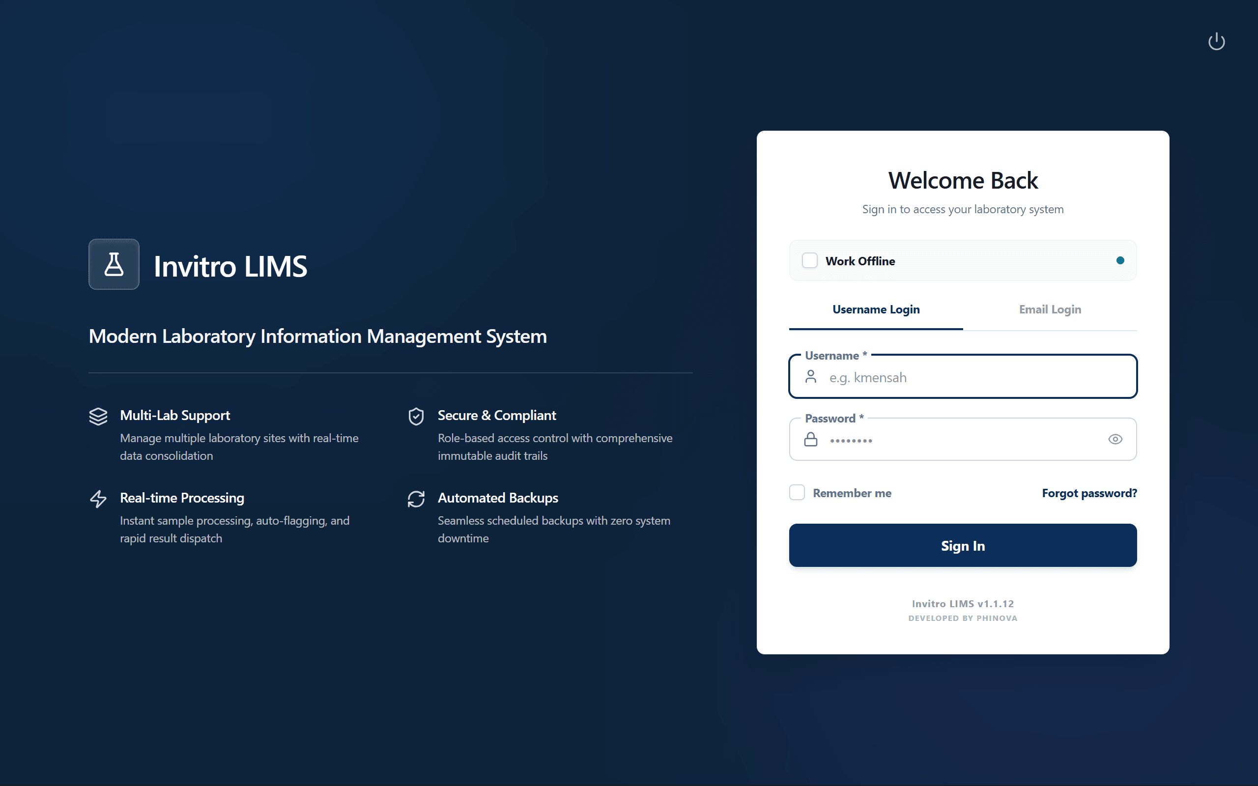 login page