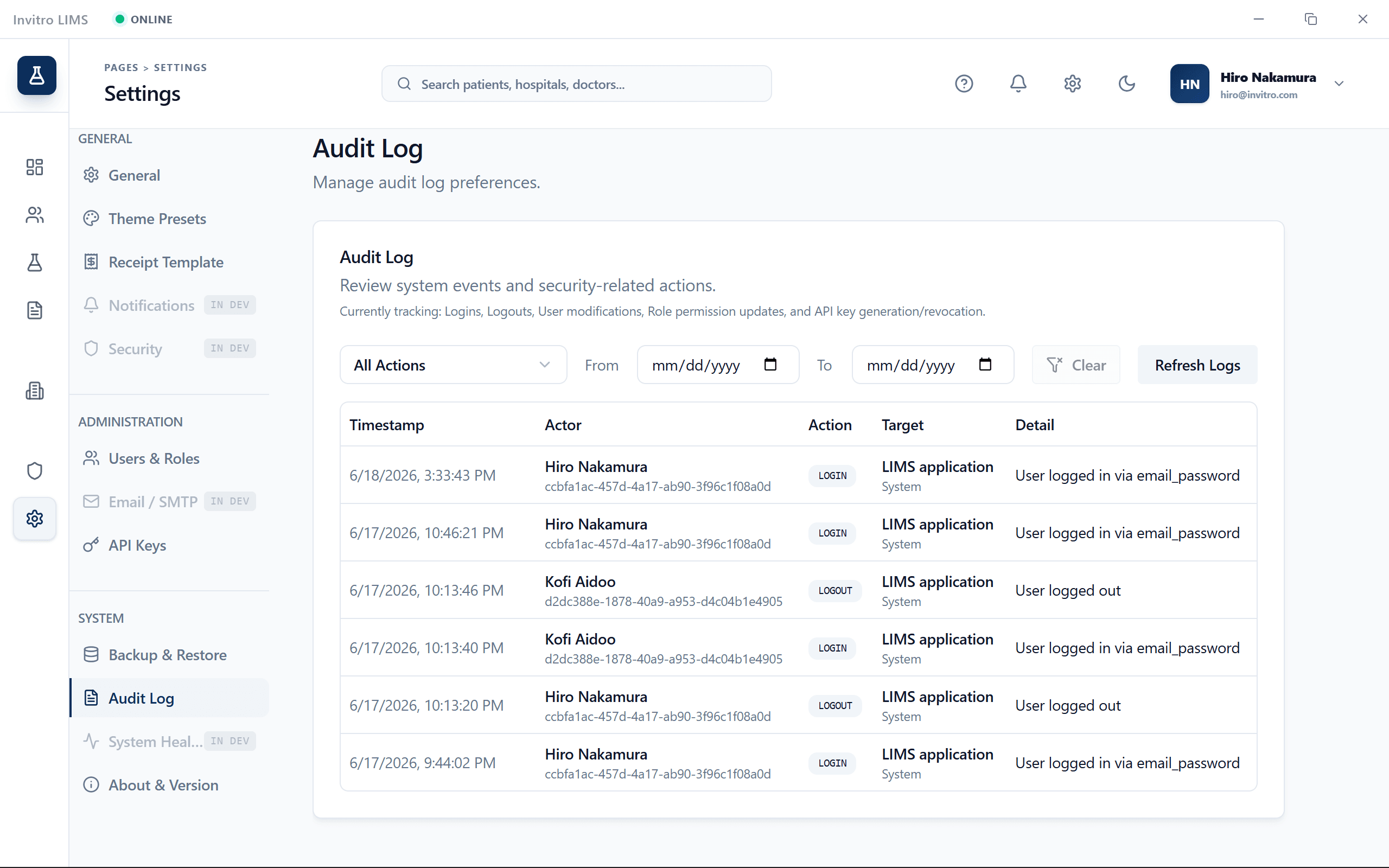 audit logs